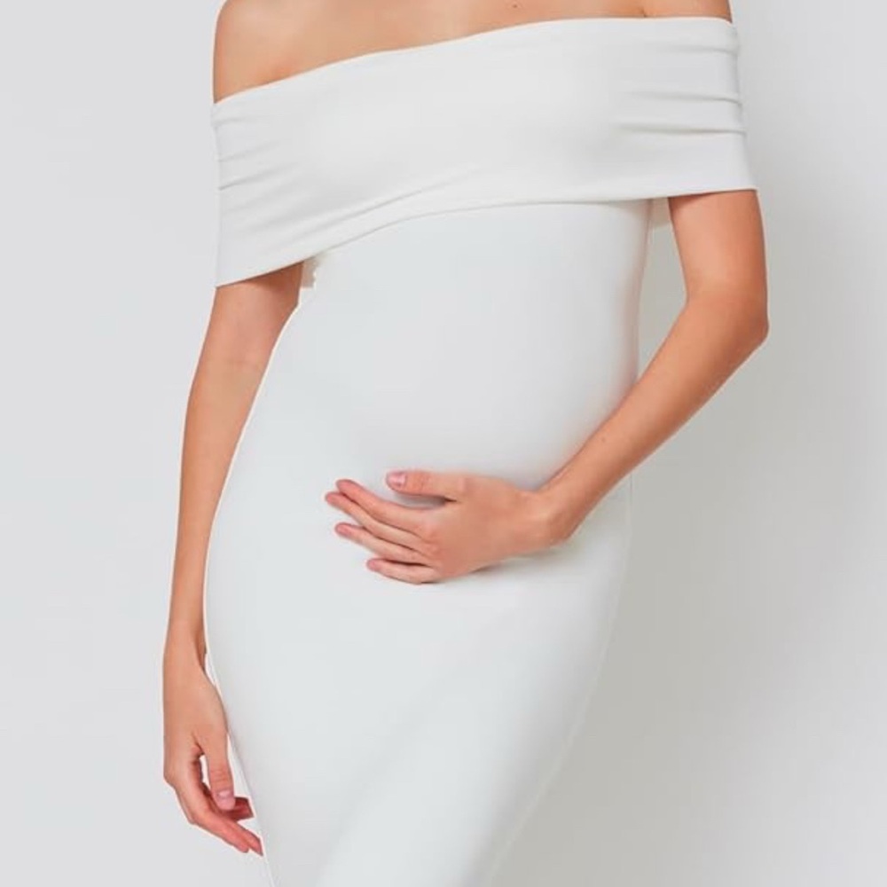 BUMPSUIT Maternity Midi White Dress